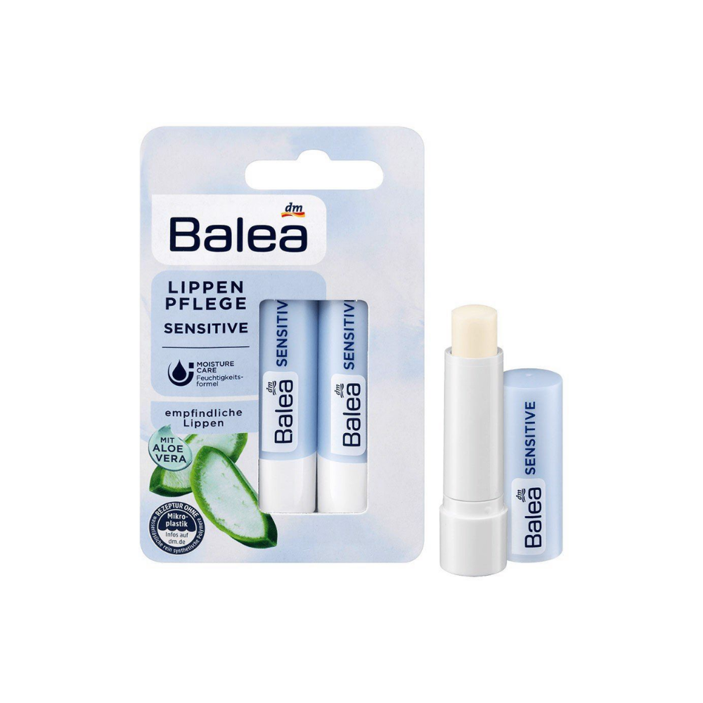 Set 2 Son Dưỡng Môi Không Màu Nha Đam Cho Da Nhạy Cảm Balea Lippenpflege Sensitive 4,8g 124